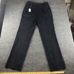 St. Croix Mens 35R Deep Navy Blue Wool Blend Pleated Dress Pants Trousers Italy